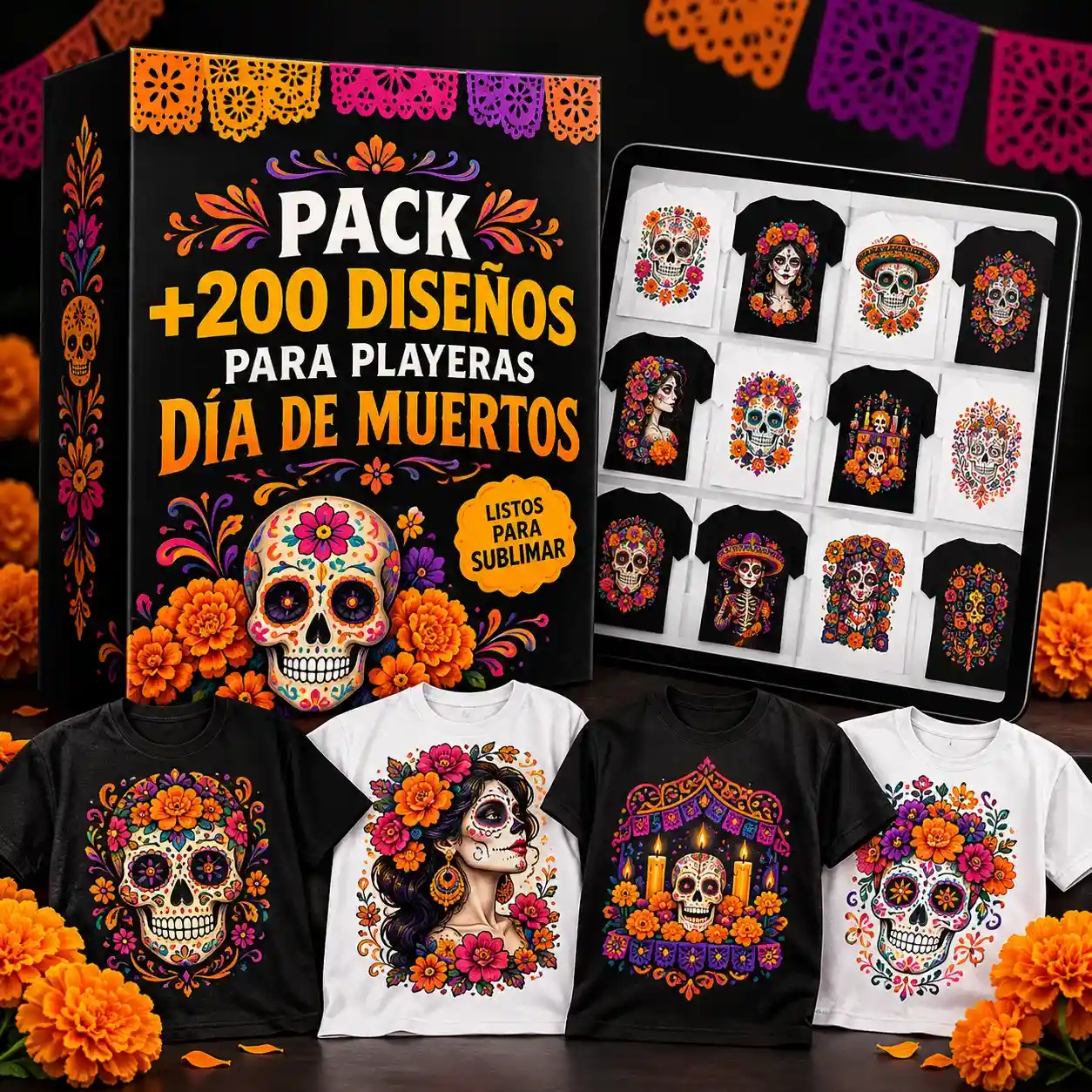 Pack de +200 Diseños para Playeras del Día de Muertos